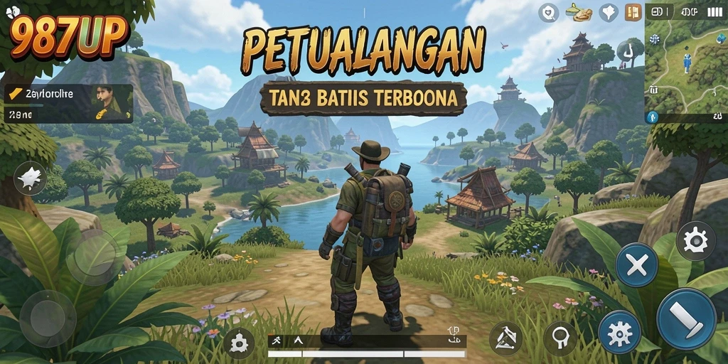 Screenshot gameplay 987UP menampilkan petualangan seru di dunia terbuka.