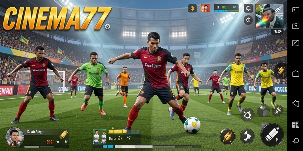 Screenshot CINEMA77 menampilkan aksi seru dalam gameplay olahraga.