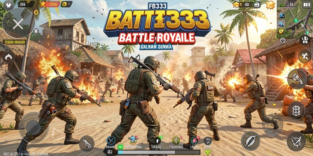 Screenshot FB333 menampilkan aksi keren dalam pertempuran Battle Royale.