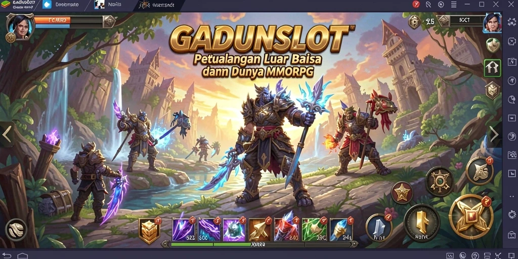 Tangkapan layar GADUNSLOT menampilkan aksi seru dalam pertempuran MMORPG.