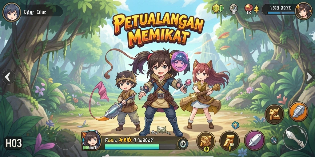 Screenshot menampilkan karakter Anime dalam aksi pertarungan yang seru.