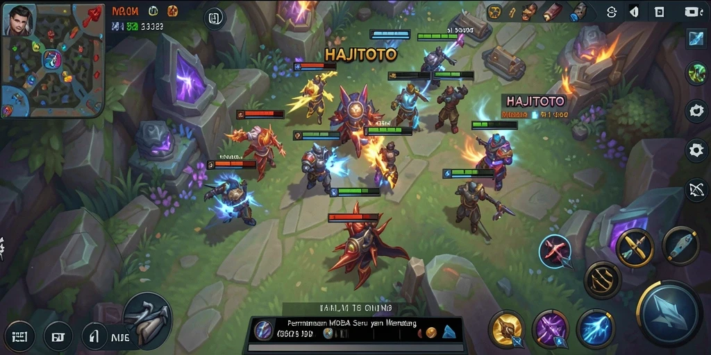 Screenshot gameplay HAJITOTO yang menampilkan pertempuran tim yang intens.