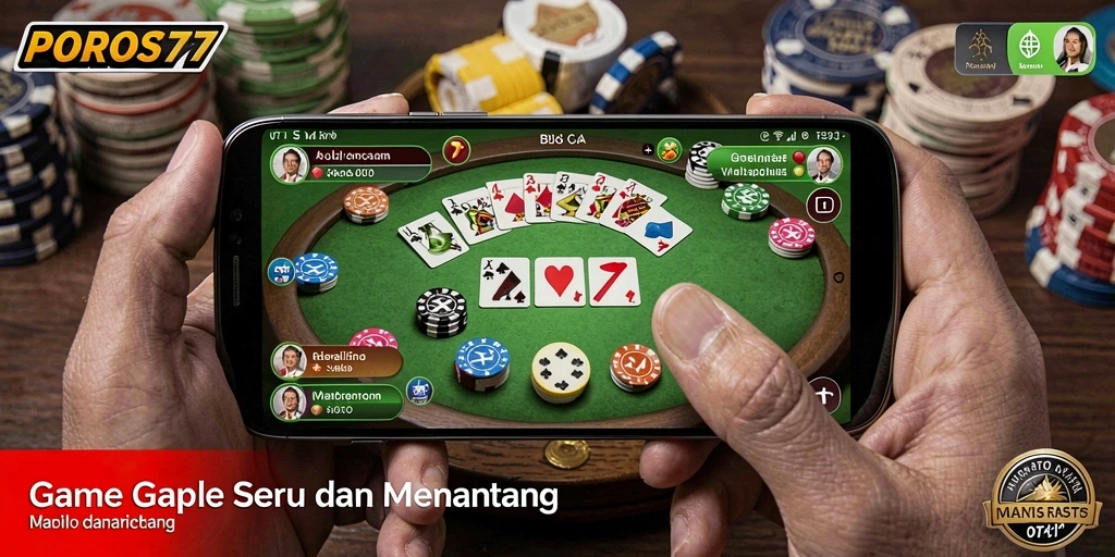 Tampilan gameplay seru di POROS77 yang menyajikan Gaple.