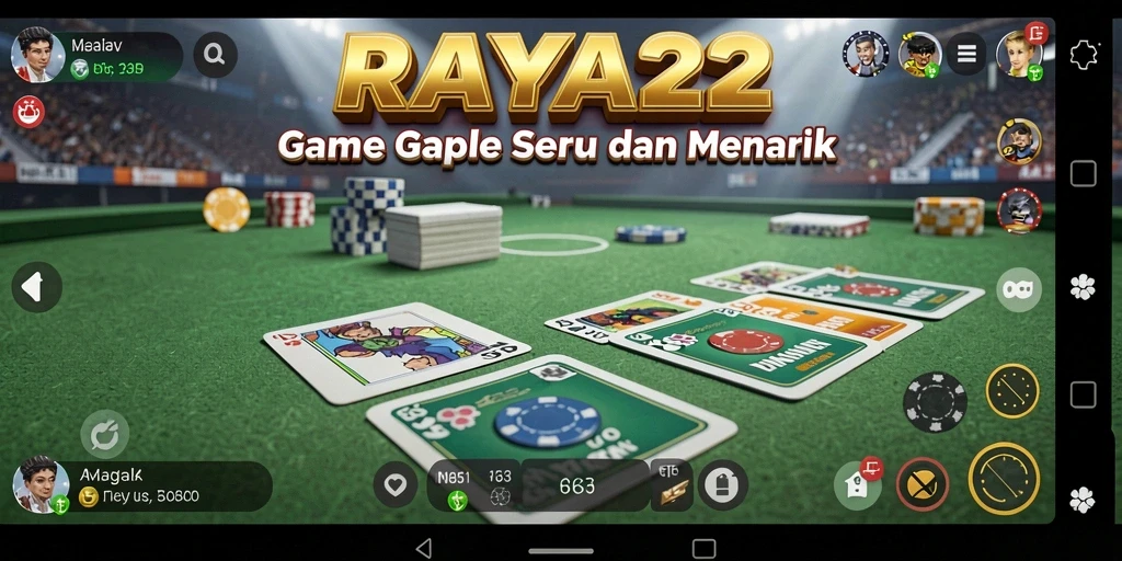 Tampilan gameplay seru dalam RAYA22 yang menampilkan kartu Gaple.