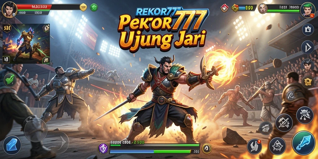 Tangkapan layar utama dari gameplay pertarungan di REKOR777.