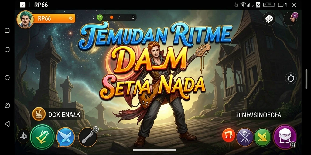 Tampilan gameplay RP66 yang penuh warna dan interaksi musik.