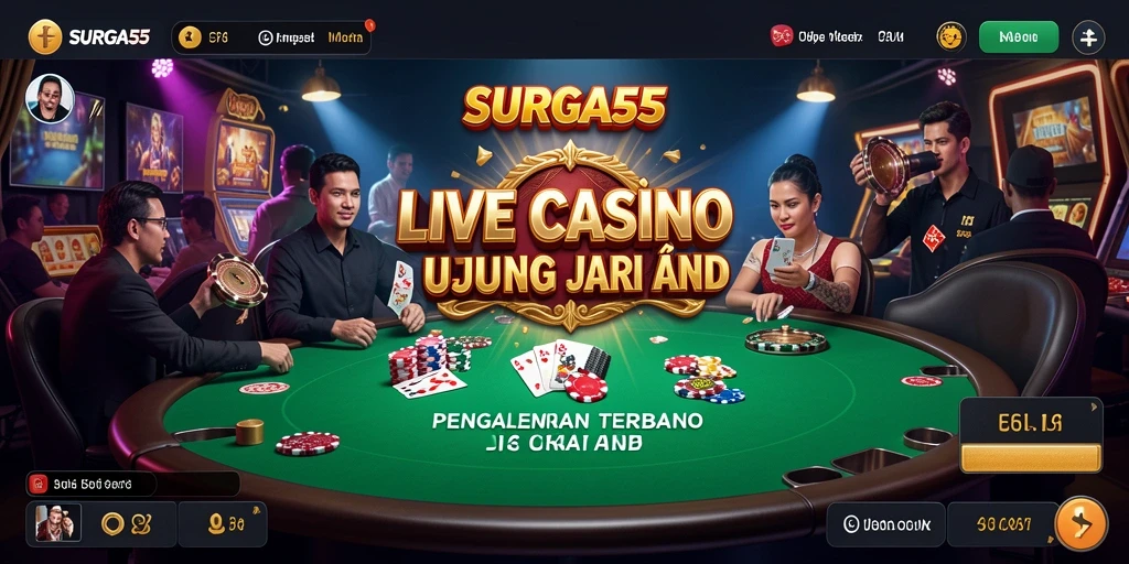 Gambaran gameplay Live Casino yang menegangkan dan interaktif di SURGA55.