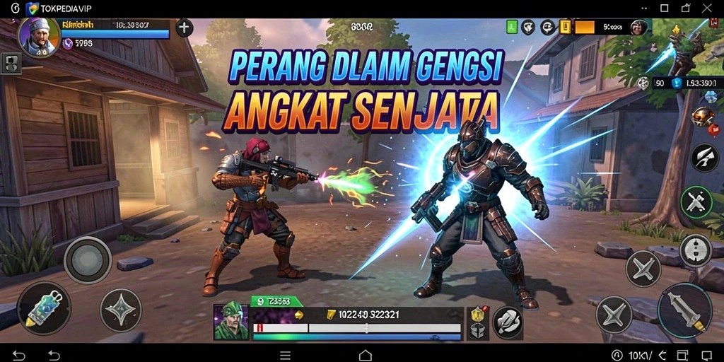 Screenshot menampilkan pertempuran intens di TOKOPEDIAVIP.